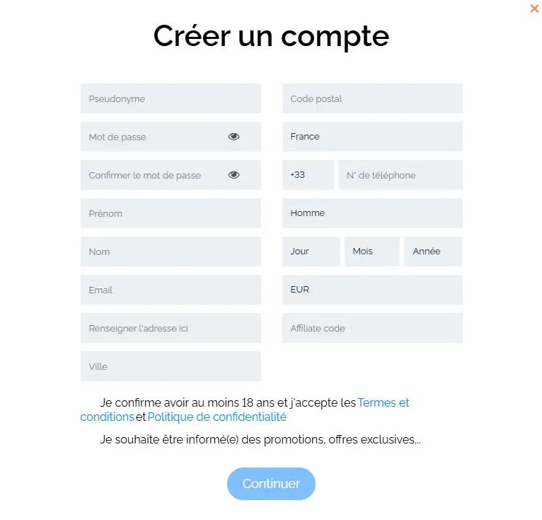 Processus d'inscription Crash Casino CASINO